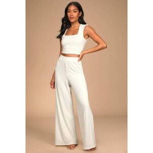 Lulus Blissful Beginnings White Square Neck Crop Top - Size L